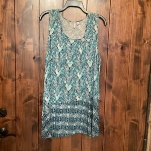 Cato Teal Patterned Tank Top